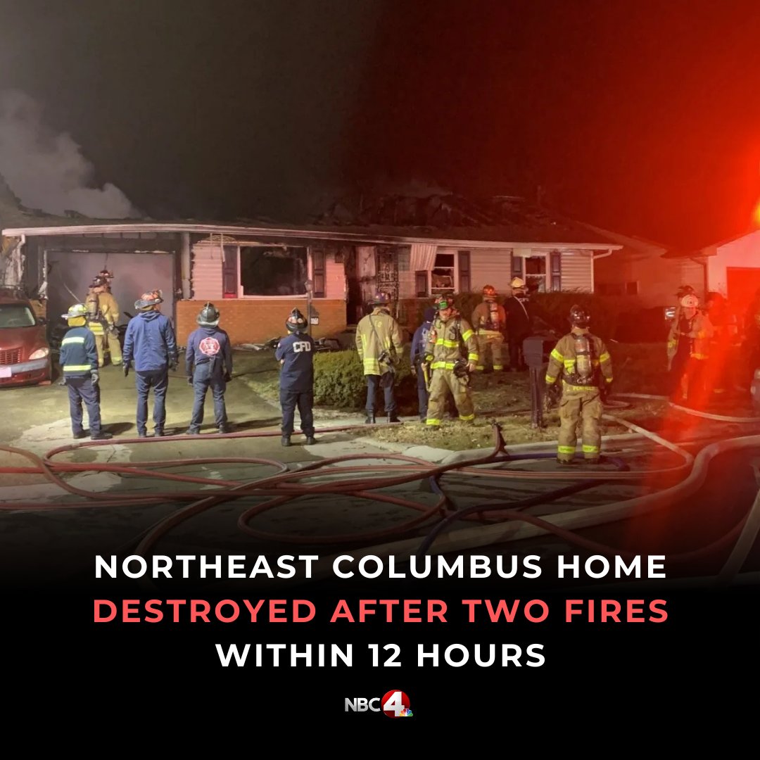 A northeast Columbus home is destroyed by a fire that ignited twice within 12 hours