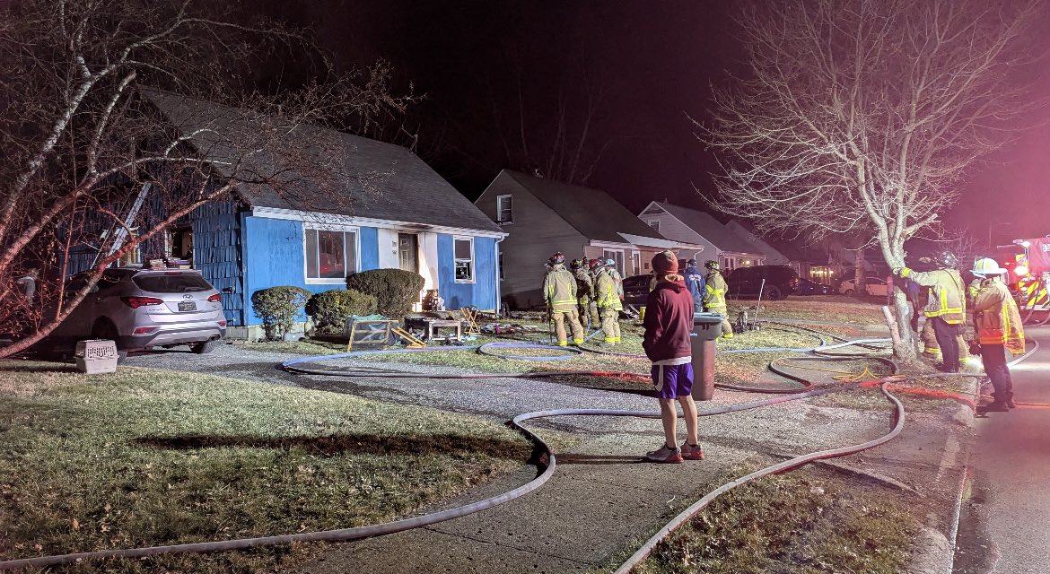 Columbus officials are investigating a fire at a home on Everett Ave. Two adults were trapped upstairs and assisted down a ladder to safety. Two children were transported to NCH in stable condition. The cause of the fire is under investigation