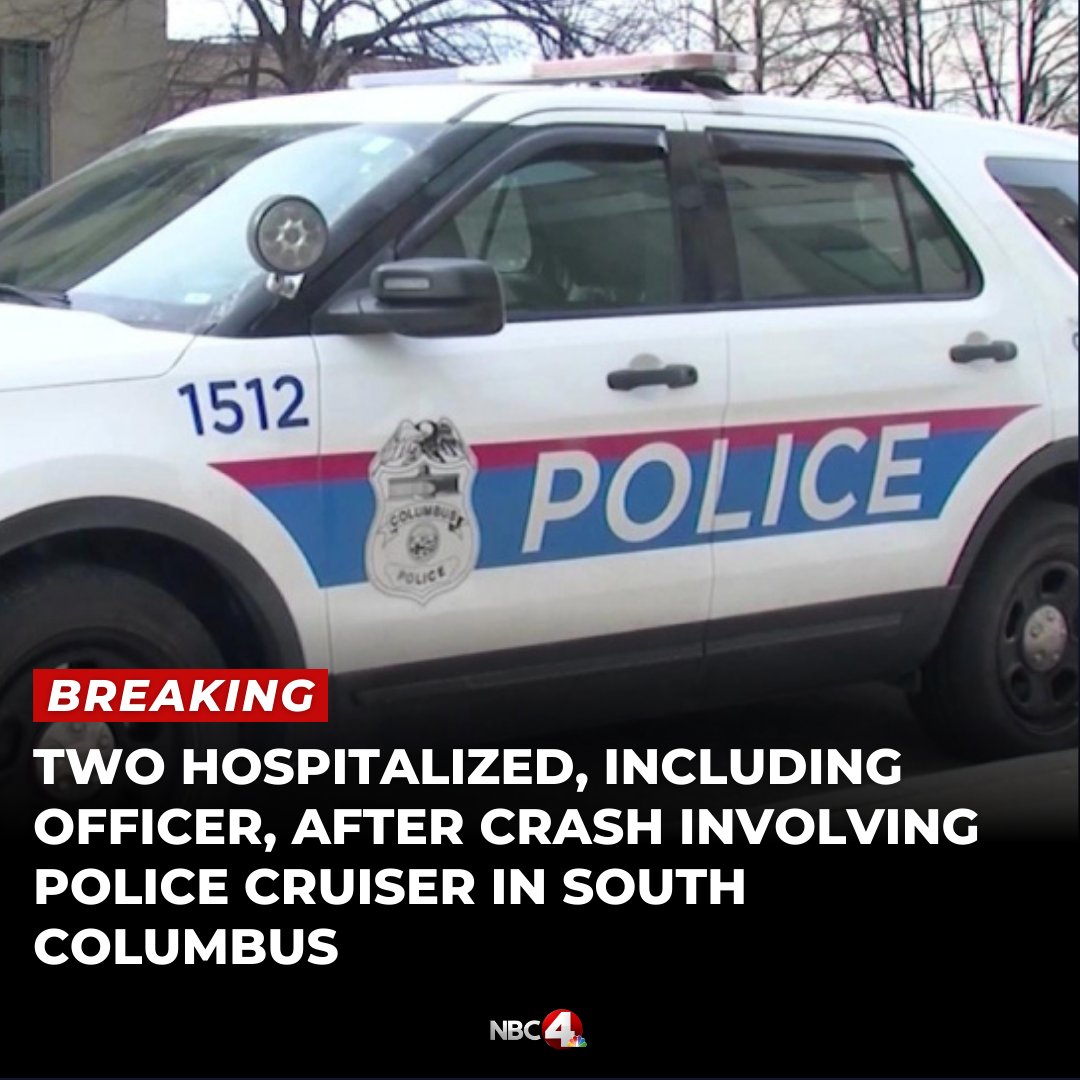 A Columbus police officer is one of two people hospitalized after a crash involving a cruiser and another vehicle on the south side Tuesday morning