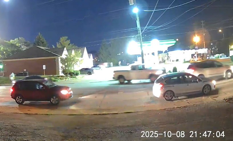 Shots fired from white pickup truck near gas pumps at busy intersection