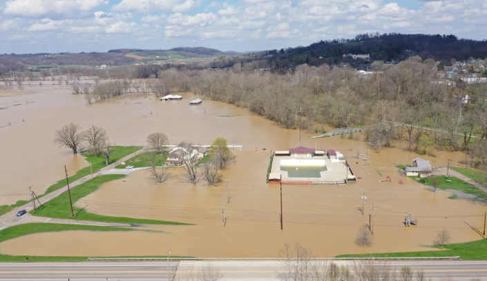 Drone shots show intense flooding in Millersburg, Ohio