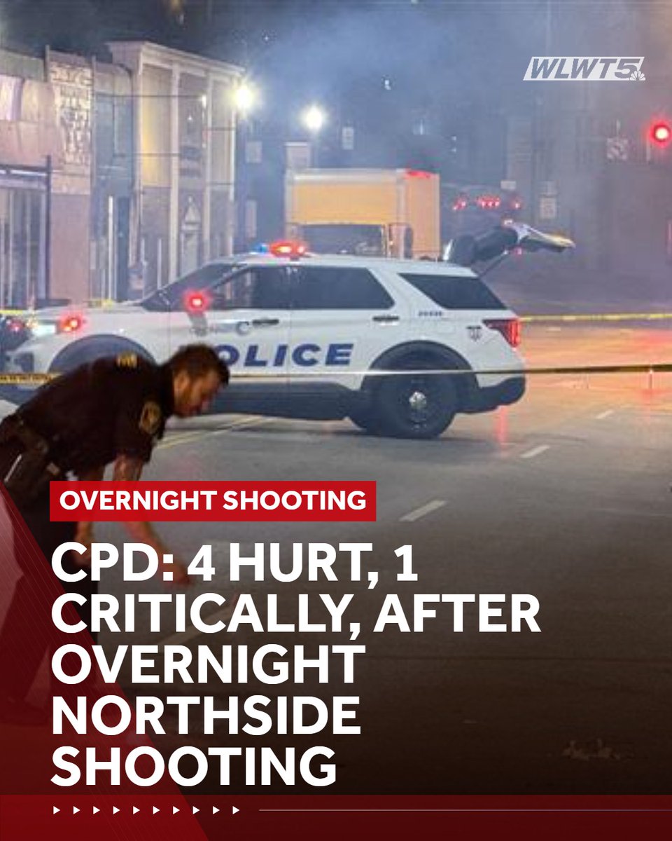 The main strip in Northside is blocked off Tuesday morning as police investigate a shooting that left four people hurt.