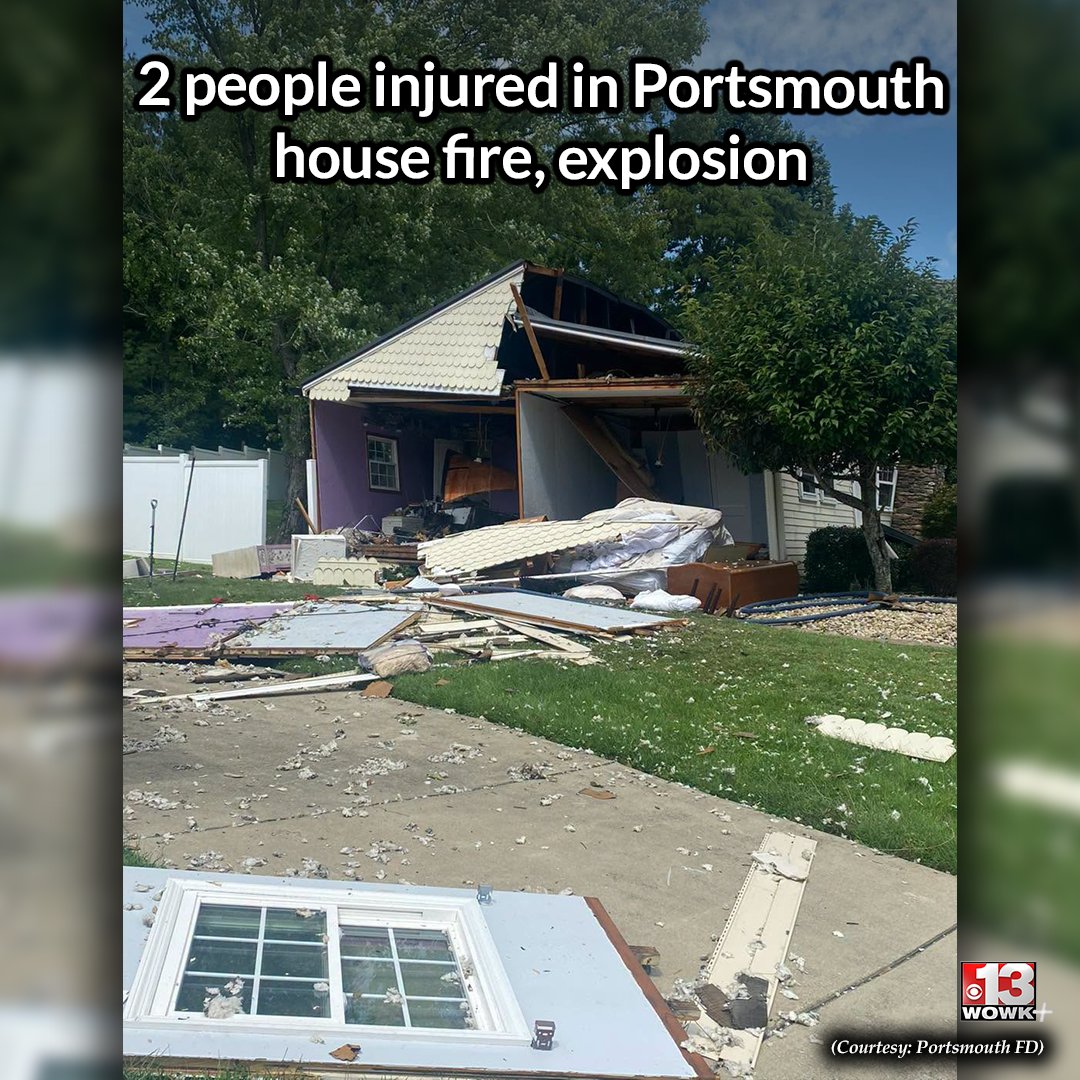 Two people were taken to the hospital after a fire in Portsmouth, allegedly caused by an explosion