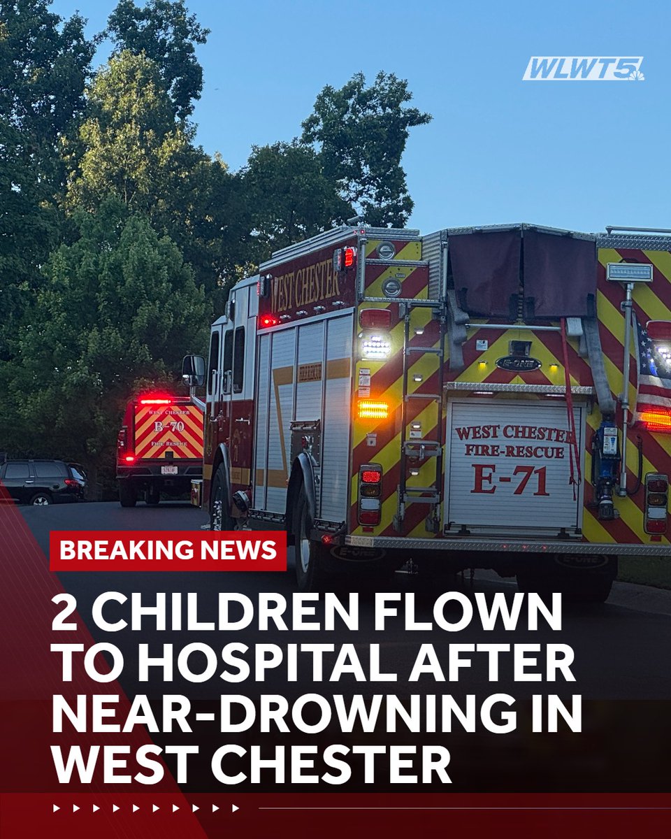 Two children were taken to a hospital after a near-drowning in West Chester on Monday evening